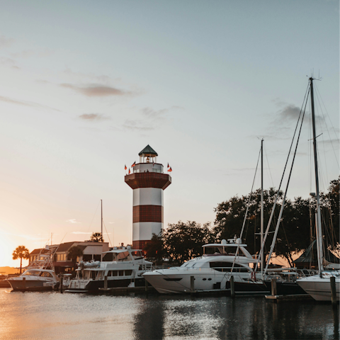 Hop on the trolley to Hilton Head's Harbour Town