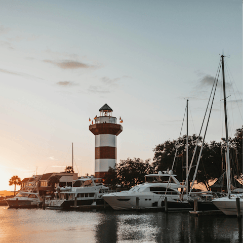 Hop on the trolley to Hilton Head's Harbour Town