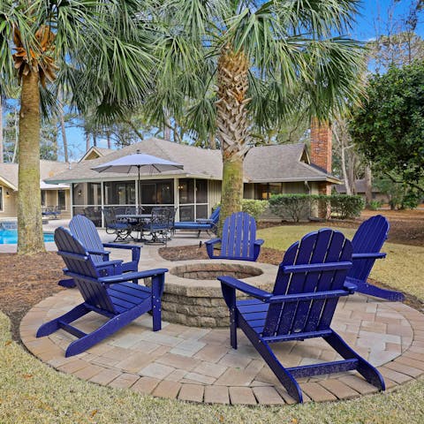 Gather around the firepit as the stars come out