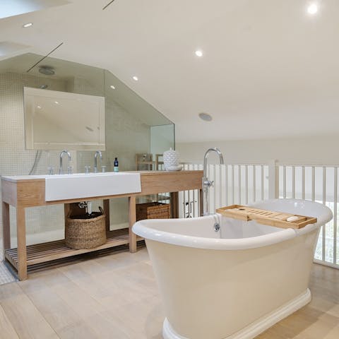 Unwind in a bubble bath after a long day of sightseeing