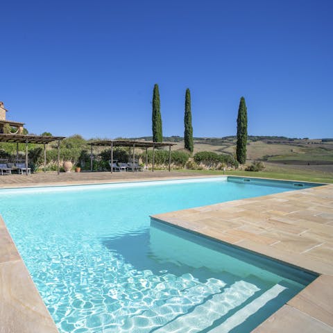 Soak up panoramic views of the valley from your private pool