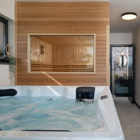 Relax in the sauna or Jacuzzi with a glass of Croatian wine