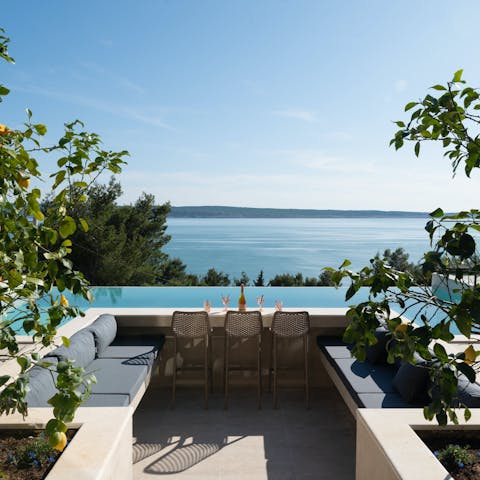 Take in the stunning Adriatic Sea views from the pool and terrace