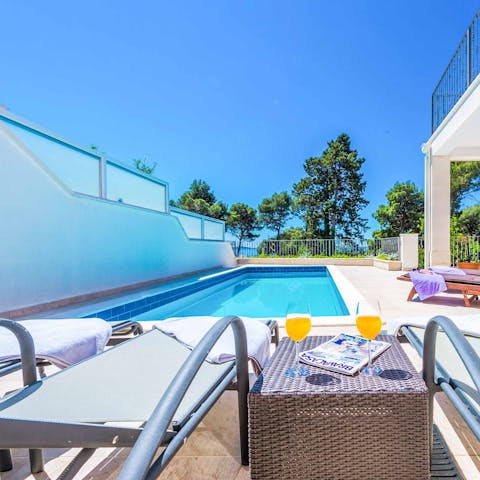 Dive into your private pool to cool off