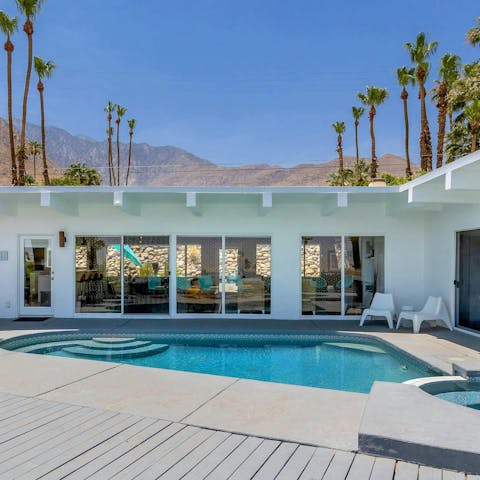 Keep cool by the private heated pool