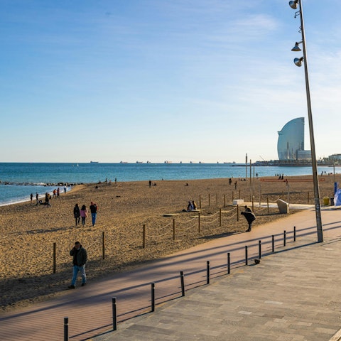 Sink your toes into sand – Barceloneta Beach is just steps away