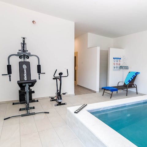 Work up a sweat then, cool off in the swimming pool