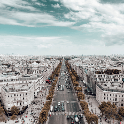 Explore the designer stores on the Champs-Élysées, a short walk away