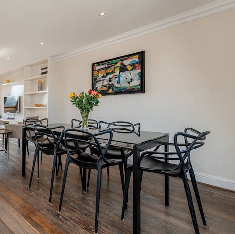 Enjoy a hearty breakfast at the dining table before heading out to London's sights