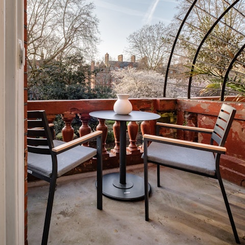 Start the day with coffee on the balcony