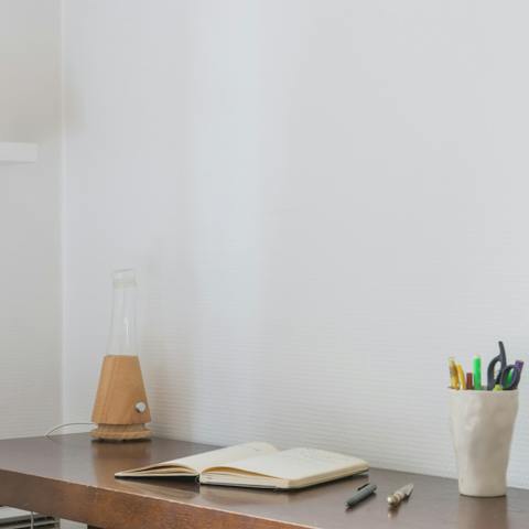 Work from home at the desk in the bedroom