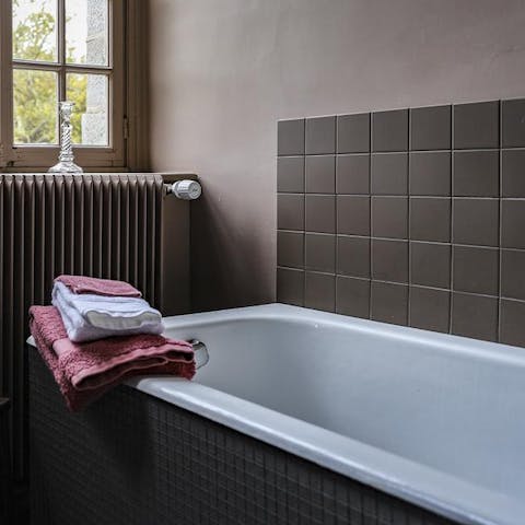 Unwind in the bathtub after a day of