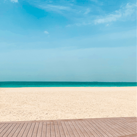 Spend by the day by JBR beach, lounging, swimming, playing watersports – you're just a ten-minute drive away