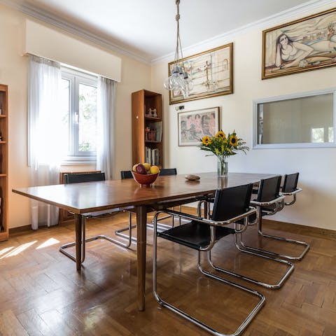 Tuck into a family dinner around the spacious dining table