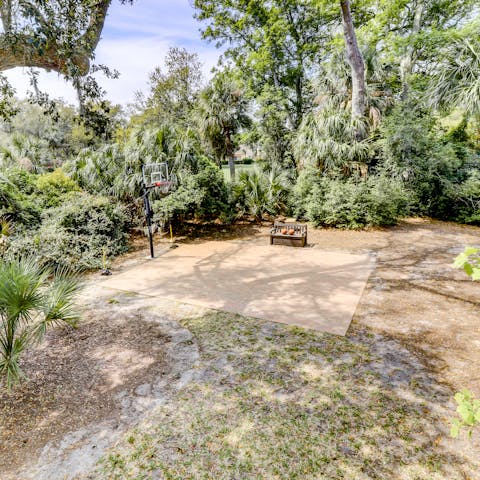 Play ball in this court between the trees