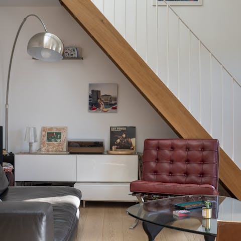 Relax in the Barcelona Chair while listening to a record