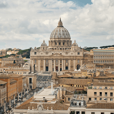 Venture out to St. Peter's Basilica, which can be reached in a twenty-three-minute walk