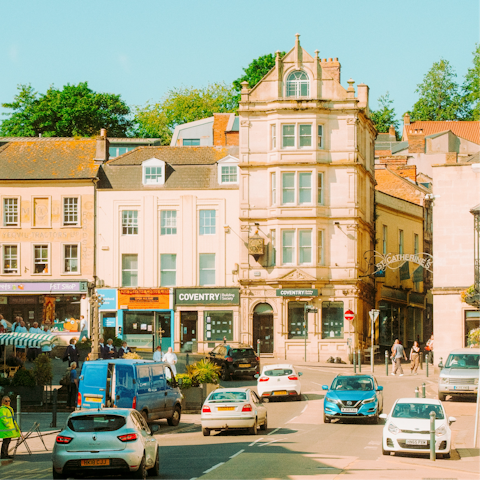 Wander the cobbled streets of nearby Frome