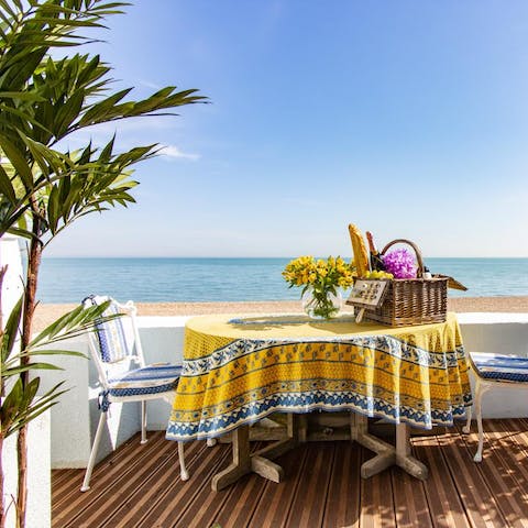 Savour sea views with your morning coffee – on a clear day you can see straight to France