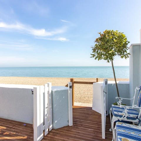 Pad straight out onto the beach – you’ve direct access