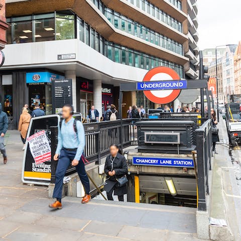Hop on the tube at Chancery Lane station, just three minutes away
