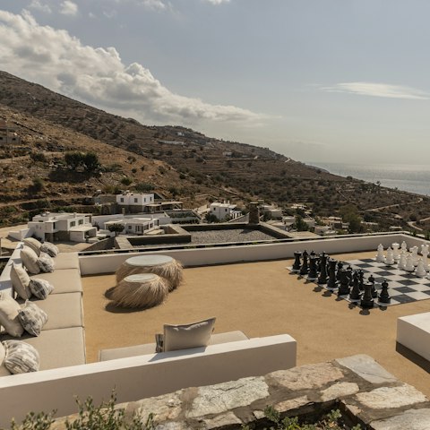 Play giant chess, overlooking the ocean