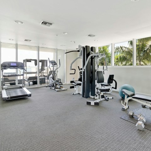 Get your workout done in the on-site gym