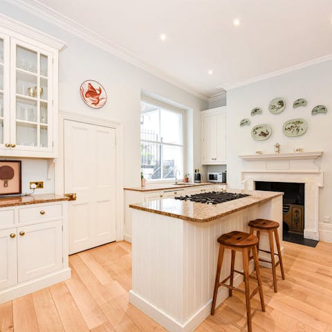 Cook together as a family in the traditional kitchen