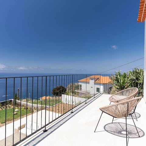 Be inspired by the expansive views across the ocean from the balcony