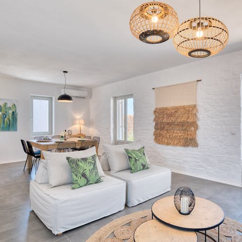 Chill out and relax in light-filled, open-plan living-dining room
