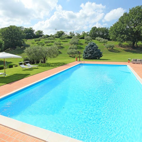 Cool off in the home's private pool