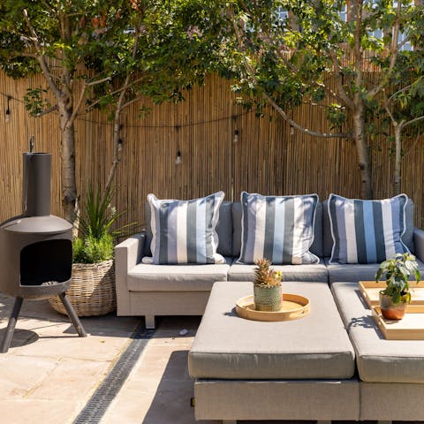 Bask in the sun in the wonderful garden or gather around the chimenea if it turns chilly