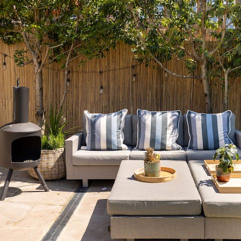 Bask in the sun in the wonderful garden or gather around the chimenea if it turns chilly