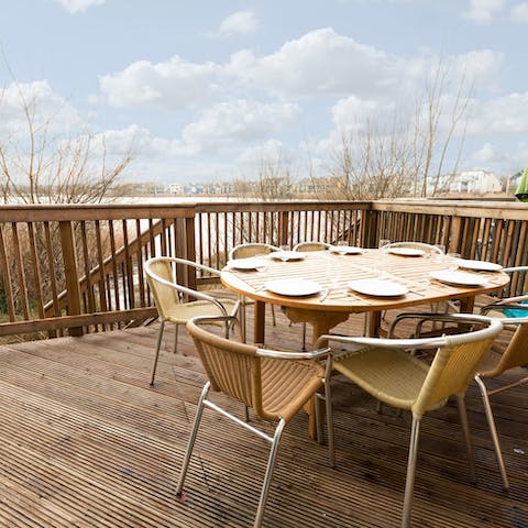 Feed the family with a barbeque on the terrace overlooking the lake