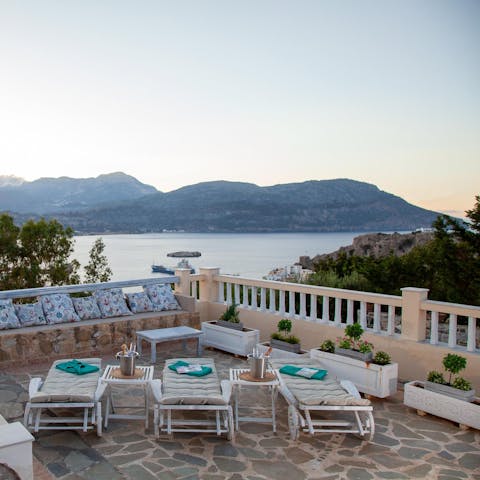 Sunbathe on the terrace with the best view on the island