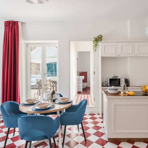 Tuck into light bites at home from one of the two kitchens