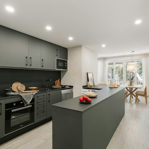Whip up Spanish dishes in the chic, well-equipped kitchen