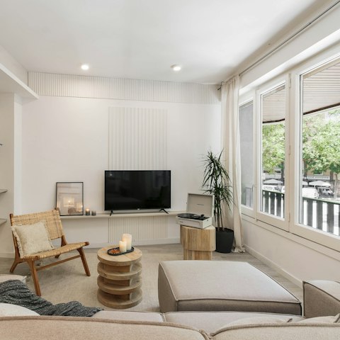 Chill out in the bright, light beach-themed apartment