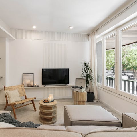Chill out in the bright, light beach-themed apartment