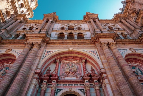 Marvel at Málaga Cathedral's breathtaking Renaissance façade, a three-minute walk away