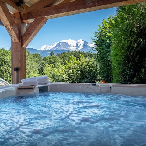Admire Mont Blanc views from the hot tub