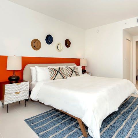 Get a great night's sleep in the colourful bedrooms