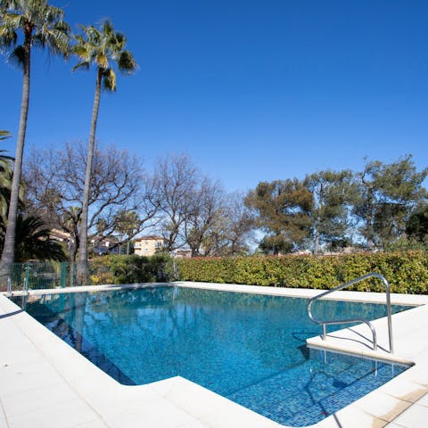 Escape the heat with a dip in the shared swimming pool
