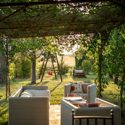 Enjoy a glass of Chianti wine as the sun goes down