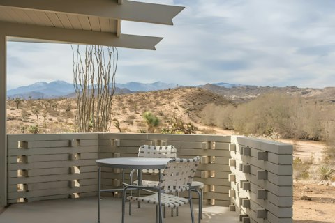 Enjoy a coffee on the patio and admire the rugged desert views
