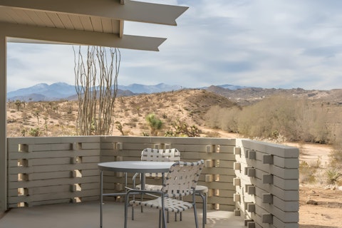 Enjoy a coffee on the patio and admire the rugged desert views