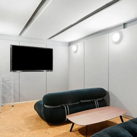 Enjoy evenings of movies in the private cinema room