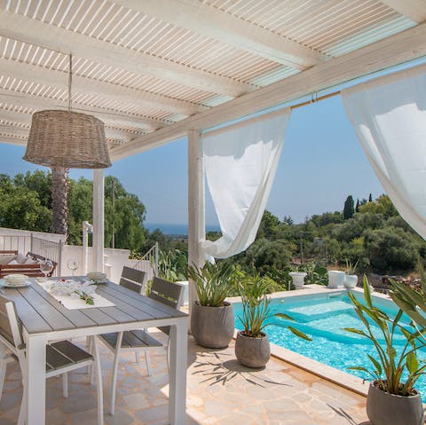 Admire expansive views as the sun dries you off after a morning swim