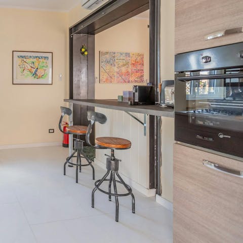 Start your day with an espresso at the breakfast bar