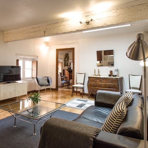 Sink into the plump leather sofa with a glass of Cabernet Sauvignon